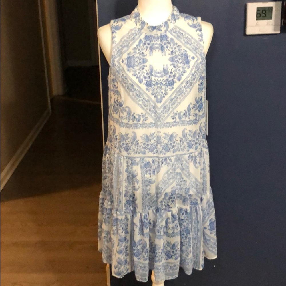 Blue & White Calvin Klein Sheath Dress